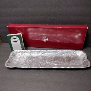 Arthur Court Metal Serving Platter, 19" Rectangular Fish Design Tray Mid Century